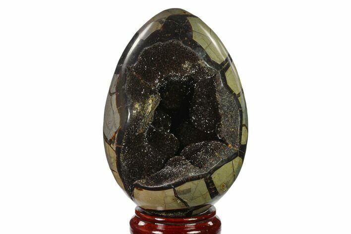 Septarian Dragon Egg Geode - Black Crystals #137952